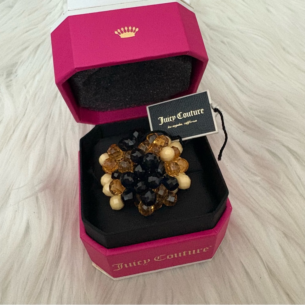 Authentic Juicy Couture Briolette Cut Beaded Ring - Adjustable